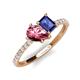 5 - Zahara 9x6 mm Pear Pink Tourmaline and 7x5 mm Emerald Cut Iolite 2 Stone Duo Ring 