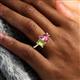 3 - Zahara 9x6 mm Pear Pink Tourmaline and 7x5 mm Emerald Cut Peridot 2 Stone Duo Ring 