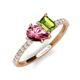 5 - Zahara 9x6 mm Pear Pink Tourmaline and 7x5 mm Emerald Cut Peridot 2 Stone Duo Ring 
