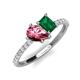 5 - Zahara 9x6 mm Pear Pink Tourmaline and 7x5 mm Emerald Cut Lab Created Emerald 2 Stone Duo Ring 