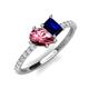 5 - Zahara 9x6 mm Pear Pink Tourmaline and 7x5 mm Emerald Cut Lab Created Blue Sapphire 2 Stone Duo Ring 