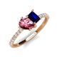 5 - Zahara 9x6 mm Pear Pink Tourmaline and 7x5 mm Emerald Cut Lab Created Blue Sapphire 2 Stone Duo Ring 