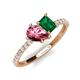 5 - Zahara 9x6 mm Pear Pink Tourmaline and 7x5 mm Emerald Cut Lab Created Emerald 2 Stone Duo Ring 