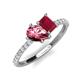 5 - Zahara 9x6 mm Pear Pink Tourmaline and 7x5 mm Emerald Cut Lab Created Ruby 2 Stone Duo Ring 