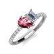 5 - Zahara 9x6 mm Pear Pink Tourmaline and 7x5 mm Emerald Cut Forever One Moissanite 2 Stone Duo Ring 