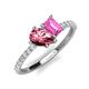 5 - Zahara 9x6 mm Pear Pink Tourmaline and 7x5 mm Emerald Cut Lab Created Pink Sapphire 2 Stone Duo Ring 