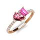 5 - Zahara 9x6 mm Pear Pink Tourmaline and 7x5 mm Emerald Cut Lab Created Pink Sapphire 2 Stone Duo Ring 
