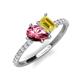 5 - Zahara 9x6 mm Pear Pink Tourmaline and 7x5 mm Emerald Cut Lab Created Yellow Sapphire 2 Stone Duo Ring 
