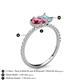 6 - Zahara 9x6 mm Pear Pink Tourmaline and 7x5 mm Emerald Cut Aquamarine 2 Stone Duo Ring 