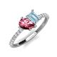 5 - Zahara 9x6 mm Pear Pink Tourmaline and 7x5 mm Emerald Cut Aquamarine 2 Stone Duo Ring 