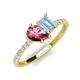 5 - Zahara 9x6 mm Pear Pink Tourmaline and 7x5 mm Emerald Cut Aquamarine 2 Stone Duo Ring 