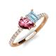 5 - Zahara 9x6 mm Pear Pink Tourmaline and 7x5 mm Emerald Cut Aquamarine 2 Stone Duo Ring 