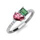 5 - Zahara 9x6 mm Pear Pink Tourmaline and 7x5 mm Emerald Cut Lab Created Alexandrite 2 Stone Duo Ring 