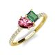 5 - Zahara 9x6 mm Pear Pink Tourmaline and 7x5 mm Emerald Cut Lab Created Alexandrite 2 Stone Duo Ring 
