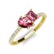 5 - Zahara 9x6 mm Pear and Emerald Cut Pink Tourmaline 2 Stone Duo Ring 