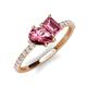 5 - Zahara 9x6 mm Pear and Emerald Cut Pink Tourmaline 2 Stone Duo Ring 