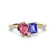 1 - Zahara 9x6 mm Pear Pink Tourmaline and 7x5 mm Emerald Cut Tanzanite 2 Stone Duo Ring 