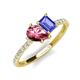 5 - Zahara 9x6 mm Pear Pink Tourmaline and 7x5 mm Emerald Cut Tanzanite 2 Stone Duo Ring 