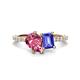 1 - Zahara 9x6 mm Pear Pink Tourmaline and 7x5 mm Emerald Cut Tanzanite 2 Stone Duo Ring 