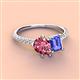 4 - Zahara 9x6 mm Pear Pink Tourmaline and 7x5 mm Emerald Cut Tanzanite 2 Stone Duo Ring 