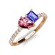 5 - Zahara 9x6 mm Pear Pink Tourmaline and 7x5 mm Emerald Cut Tanzanite 2 Stone Duo Ring 