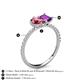 6 - Zahara 9x6 mm Pear Pink Tourmaline and 7x5 mm Emerald Cut Amethyst 2 Stone Duo Ring 