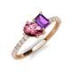 5 - Zahara 9x6 mm Pear Pink Tourmaline and 7x5 mm Emerald Cut Amethyst 2 Stone Duo Ring 