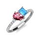 5 - Zahara 9x6 mm Pear Pink Tourmaline and 7x5 mm Emerald Cut Blue Topaz 2 Stone Duo Ring 