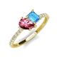 5 - Zahara 9x6 mm Pear Pink Tourmaline and 7x5 mm Emerald Cut Blue Topaz 2 Stone Duo Ring 