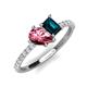5 - Zahara 9x6 mm Pear Pink Tourmaline and 7x5 mm Emerald Cut London Blue Topaz 2 Stone Duo Ring 