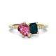 1 - Zahara 9x6 mm Pear Pink Tourmaline and 7x5 mm Emerald Cut London Blue Topaz 2 Stone Duo Ring 