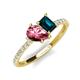 5 - Zahara 9x6 mm Pear Pink Tourmaline and 7x5 mm Emerald Cut London Blue Topaz 2 Stone Duo Ring 