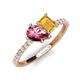 5 - Zahara 9x6 mm Pear Pink Tourmaline and 7x5 mm Emerald Cut Citrine 2 Stone Duo Ring 