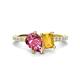 1 - Zahara 9x6 mm Pear Pink Tourmaline and 7x5 mm Emerald Cut Citrine 2 Stone Duo Ring 