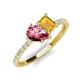 5 - Zahara 9x6 mm Pear Pink Tourmaline and 7x5 mm Emerald Cut Citrine 2 Stone Duo Ring 