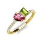 5 - Zahara 9x6 mm Pear Pink Tourmaline and 7x5 mm Emerald Cut Peridot 2 Stone Duo Ring 