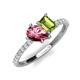 5 - Zahara 9x6 mm Pear Pink Tourmaline and 7x5 mm Emerald Cut Peridot 2 Stone Duo Ring 