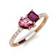 5 - Zahara 9x6 mm Pear Pink Tourmaline and 7x5 mm Emerald Cut Rhodolite Garnet 2 Stone Duo Ring 
