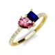 5 - Zahara 9x6 mm Pear Pink Tourmaline and 7x5 mm Emerald Cut Lab Created Blue Sapphire 2 Stone Duo Ring 