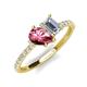 5 - Zahara 9x6 mm Pear Pink Tourmaline and GIA Certified 7x5 mm Emerald Cut Diamond 2 Stone Duo Ring 