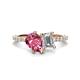 1 - Zahara 9x6 mm Pear Pink Tourmaline and GIA Certified 7x5 mm Emerald Cut Diamond 2 Stone Duo Ring 