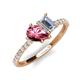 5 - Zahara 9x6 mm Pear Pink Tourmaline and 7x5 mm Emerald Cut Forever Brilliant Moissanite 2 Stone Duo Ring 