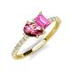 5 - Zahara 9x6 mm Pear Pink Tourmaline and 7x5 mm Emerald Cut Lab Created Pink Sapphire 2 Stone Duo Ring 