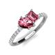 5 - Zahara 9x6 mm Pear and Emerald Cut Pink Tourmaline 2 Stone Duo Ring 