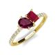 5 - Zahara 9x6 mm Pear Rhodolite Garnet and 7x5 mm Emerald Cut Lab Created Ruby 2 Stone Duo Ring 