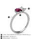 6 - Zahara 9x6 mm Pear Rhodolite Garnet and 7x5 mm Emerald Cut Forever One Moissanite 2 Stone Duo Ring 