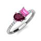 5 - Zahara 9x6 mm Pear Rhodolite Garnet and 7x5 mm Emerald Cut Lab Created Pink Sapphire 2 Stone Duo Ring 