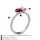 6 - Zahara 9x6 mm Pear Rhodolite Garnet and 7x5 mm Emerald Cut Lab Created Pink Sapphire 2 Stone Duo Ring 