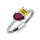 5 - Zahara 9x6 mm Pear Rhodolite Garnet and 7x5 mm Emerald Cut Lab Created Yellow Sapphire 2 Stone Duo Ring 