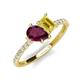 5 - Zahara 9x6 mm Pear Rhodolite Garnet and 7x5 mm Emerald Cut Lab Created Yellow Sapphire 2 Stone Duo Ring 